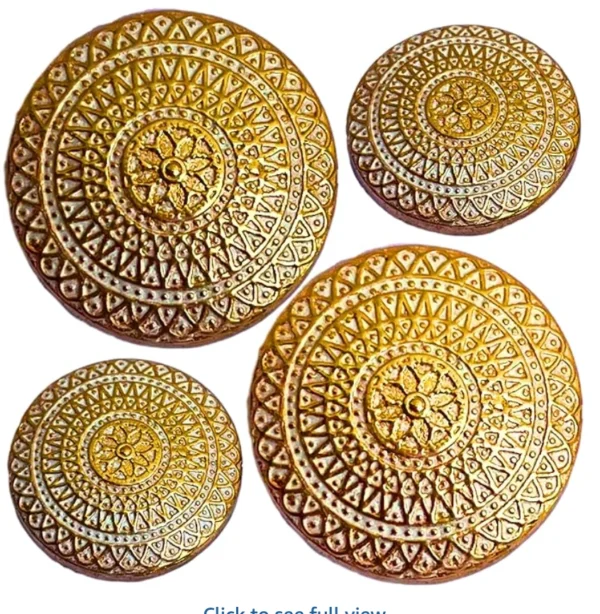 Beautiful Ethnic Classy Design Round Shank Metal Button White and Golden Colour for Coat, Suit, Blazer, Sherwani, Nehru Jacket and for all Types of Clothes | Set of 13 Buttons- 7 Big ( Size 21.5 mm ) & 6 Small ( Size 16 mm ) Buttons