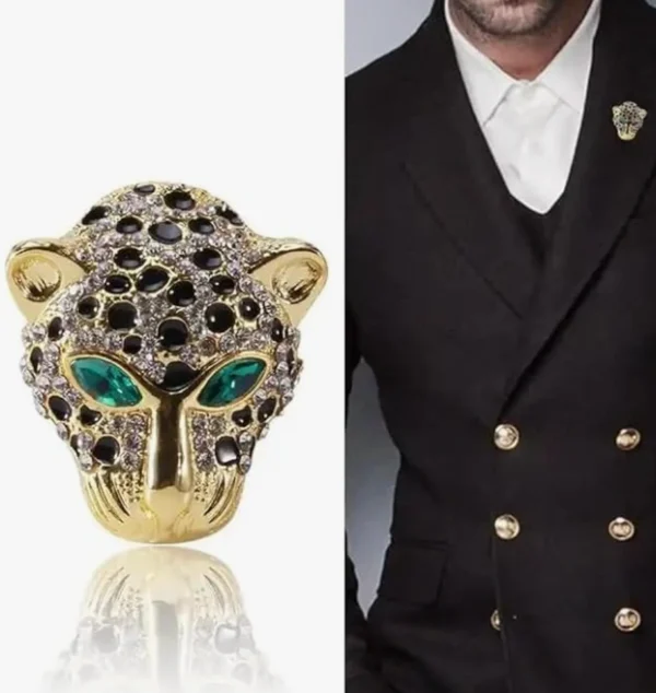 Adorn Glod Plated TigerFace-Shaped Wedding Brooch/Lapel pin for Men & Women.(B2224G)