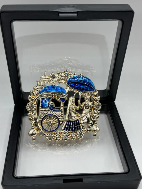Dulheo Royal Dulha Wedding Brooch – Gold Tone Enamel Groom Accessory