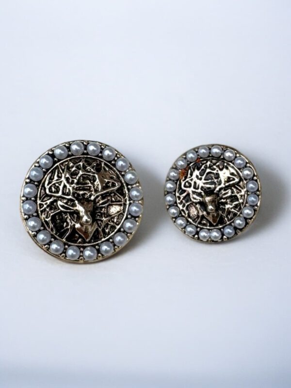 Vintage Pearl-Studded Metal Button – Antique Finish Designer Button for Ethnic & Indo-Western Wear
