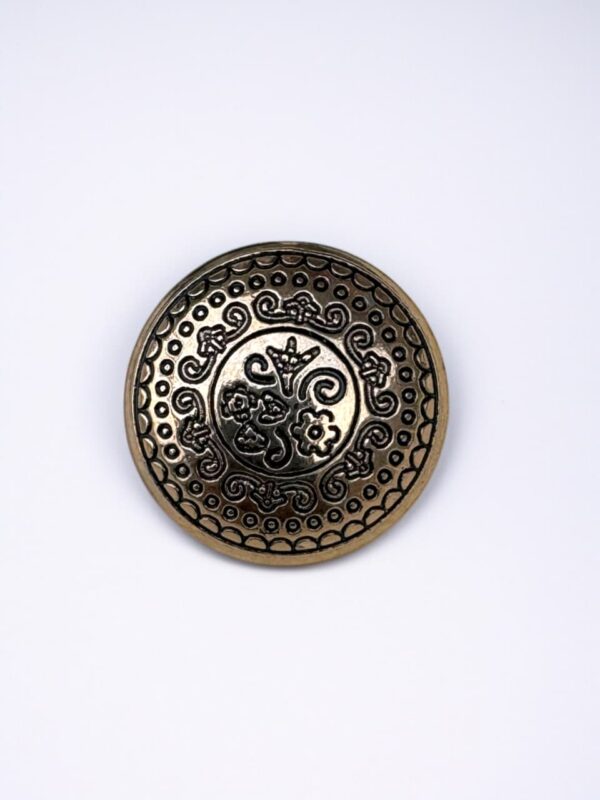 Antique Finish Embossed Metal Button – Vintage Floral Designer Button for Ethnic & Indo-Western Wear