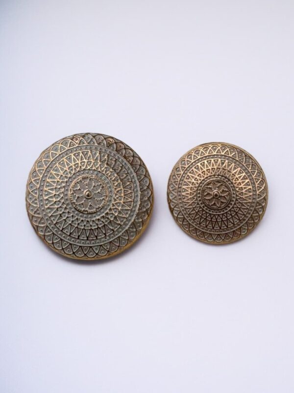 Antique Finish Mandala Pattern Metal Button – Vintage Embossed Designer Button for Ethnic & Indo-Western Wear