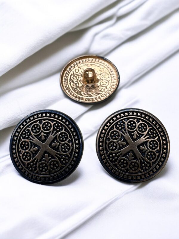 Antique Finish Cross Motif Metal Button – Vintage Designer Button for Ethnic, Coats & Indo-Western Wear