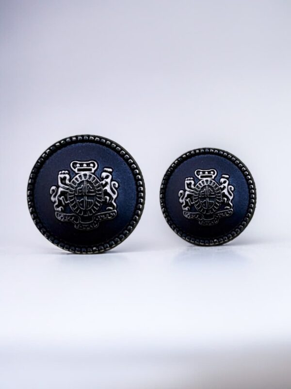 Matte Black Royal Crest Metal Button – Classic Designer Button for Blazers, Coats & Uniform Wear