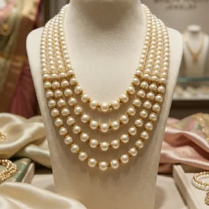 Classic Five-Layered White Pearl Groom Mala