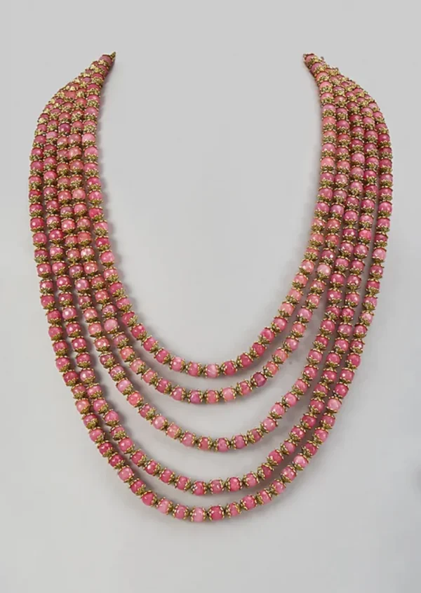 Pink Semi-Precious Stone Layered Mala