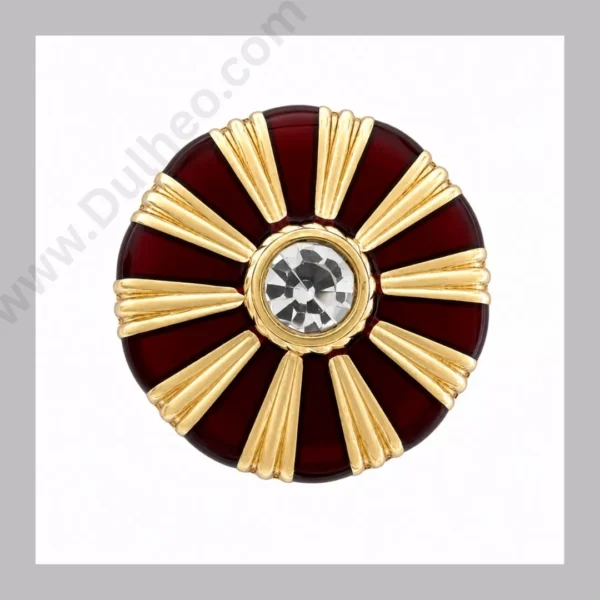 The Royal Crimson Sunburst: Artisan Maroon & Gold Crystal Buttons for Grooms 👑