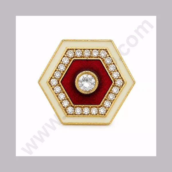 The Imperial Hexagon: Maroon & Cream Crystal Artisan Buttons for Grooms 👑