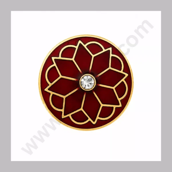 The Royal Lotus: Artisan Maroon & Gold Crystal Buttons for Grooms 👑