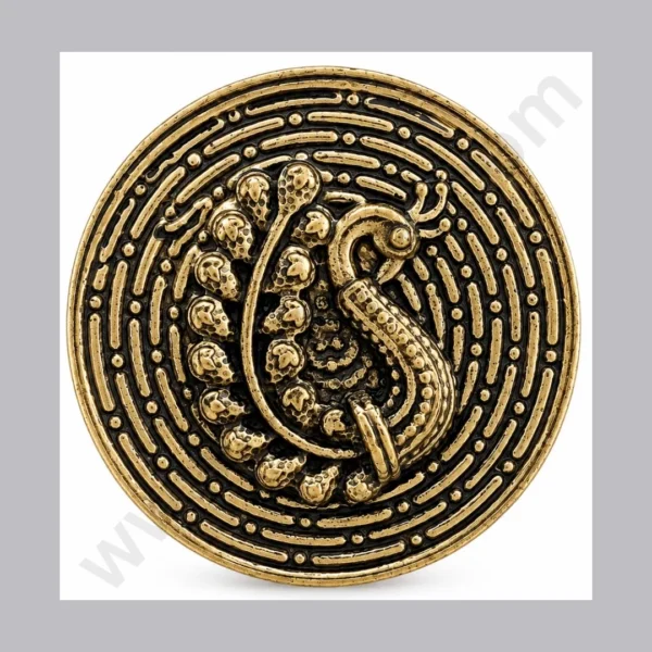 The Regal Peacock: Antique Gold Artisan Buttons for Grooms 👑