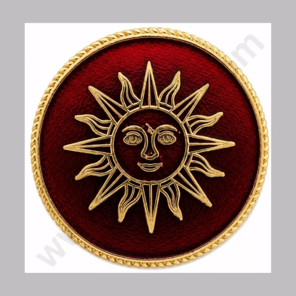 The Celestial Sun: Artisan Maroon & Gold Radiant Motif Buttons for Grooms 👑