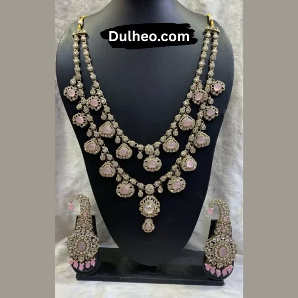 Elegant Multi-Layer Kundan Necklace Set with Pastel Pink Accents (NS1717PK)