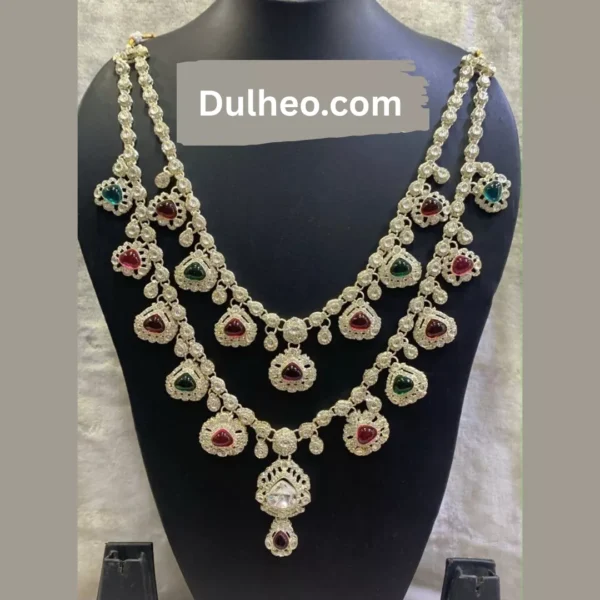 Elegant Multi-Layer Kundan Necklace Set with Multi-Color Stones