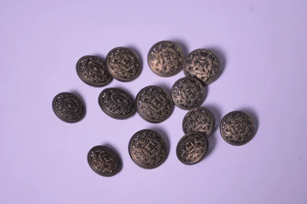 Premium Antique Brass Finish Intricate Pattern Buttons for Blazers & Sherwanis