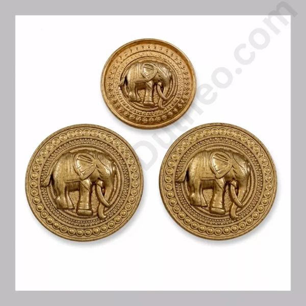 royal gold elephant motif button